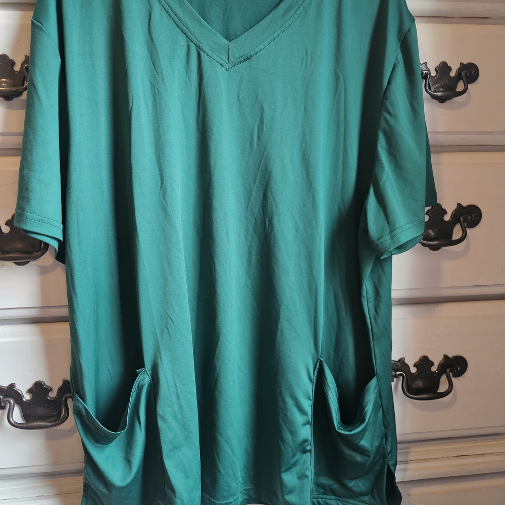 Womens Green V-Neck DryFit Scrub Top